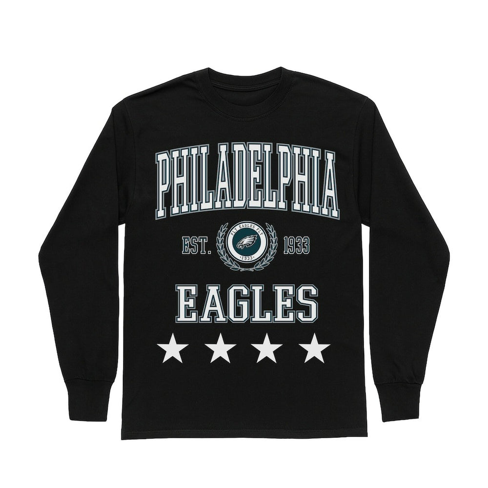 Philadelphia Eagles Gameday Couture Women's Oversized Everyday Star Long Sleeve T-Shirt - Black - NFL