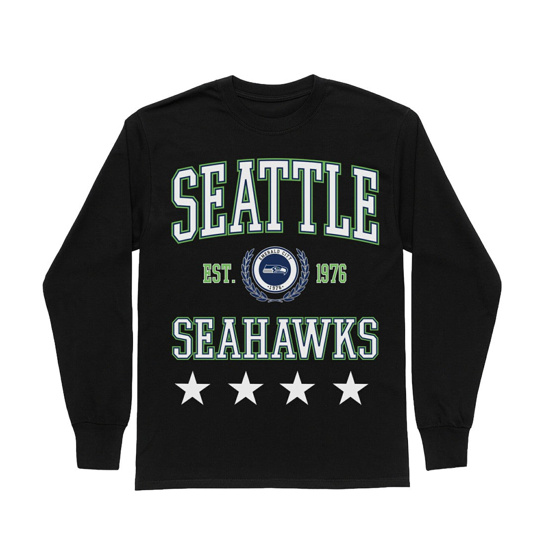 Seattle Seahawks Gameday Couture Women's Oversized Everyday Star Long Sleeve T-Shirt - Black - NFL