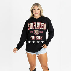 San Francisco 49ers Gameday Couture Women's Oversized Everyday Star Long Sleeve T-Shirt - Black - NFL