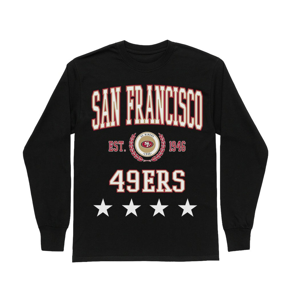 San Francisco 49ers Gameday Couture Women's Oversized Everyday Star Long Sleeve T-Shirt - Black - NFL