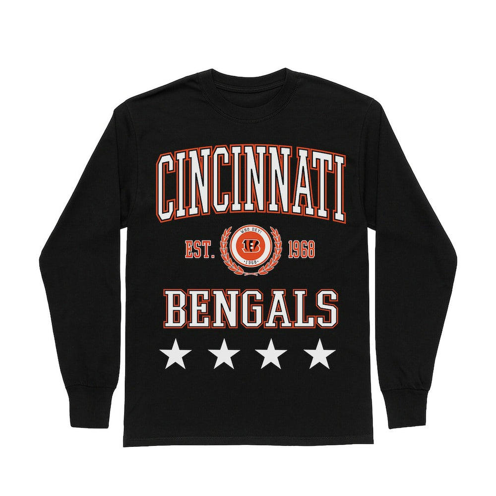Cincinnati Bengals Gameday Couture Women's Oversized Everyday Star Long Sleeve T-Shirt - Black - NFL