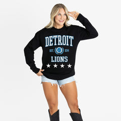 Detroit Lions Gameday Couture Women's Oversized Everyday Star Long Sleeve T-Shirt - Black - NFL