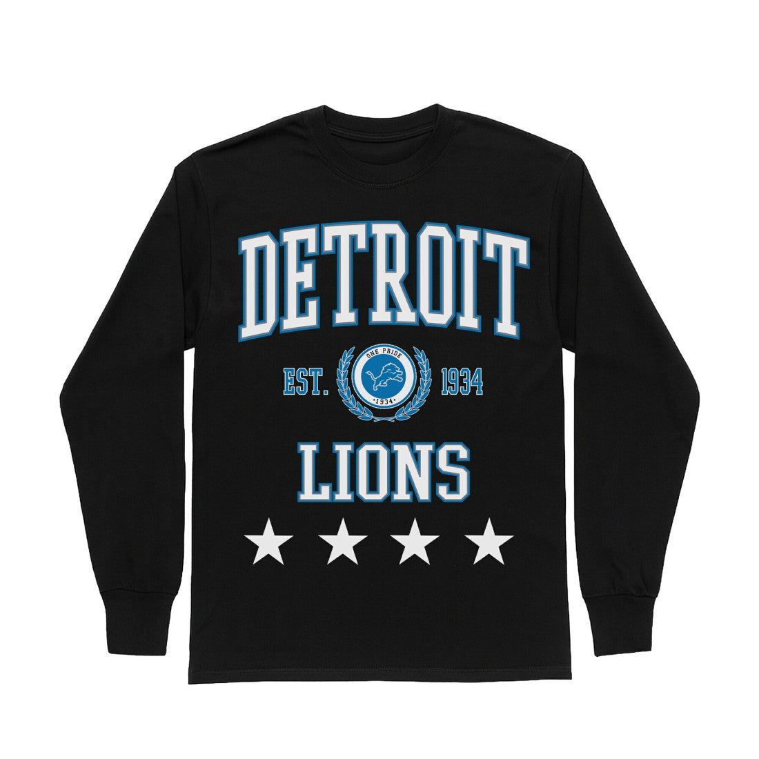 Detroit Lions Gameday Couture Women's Oversized Everyday Star Long Sleeve T-Shirt - Black - NFL