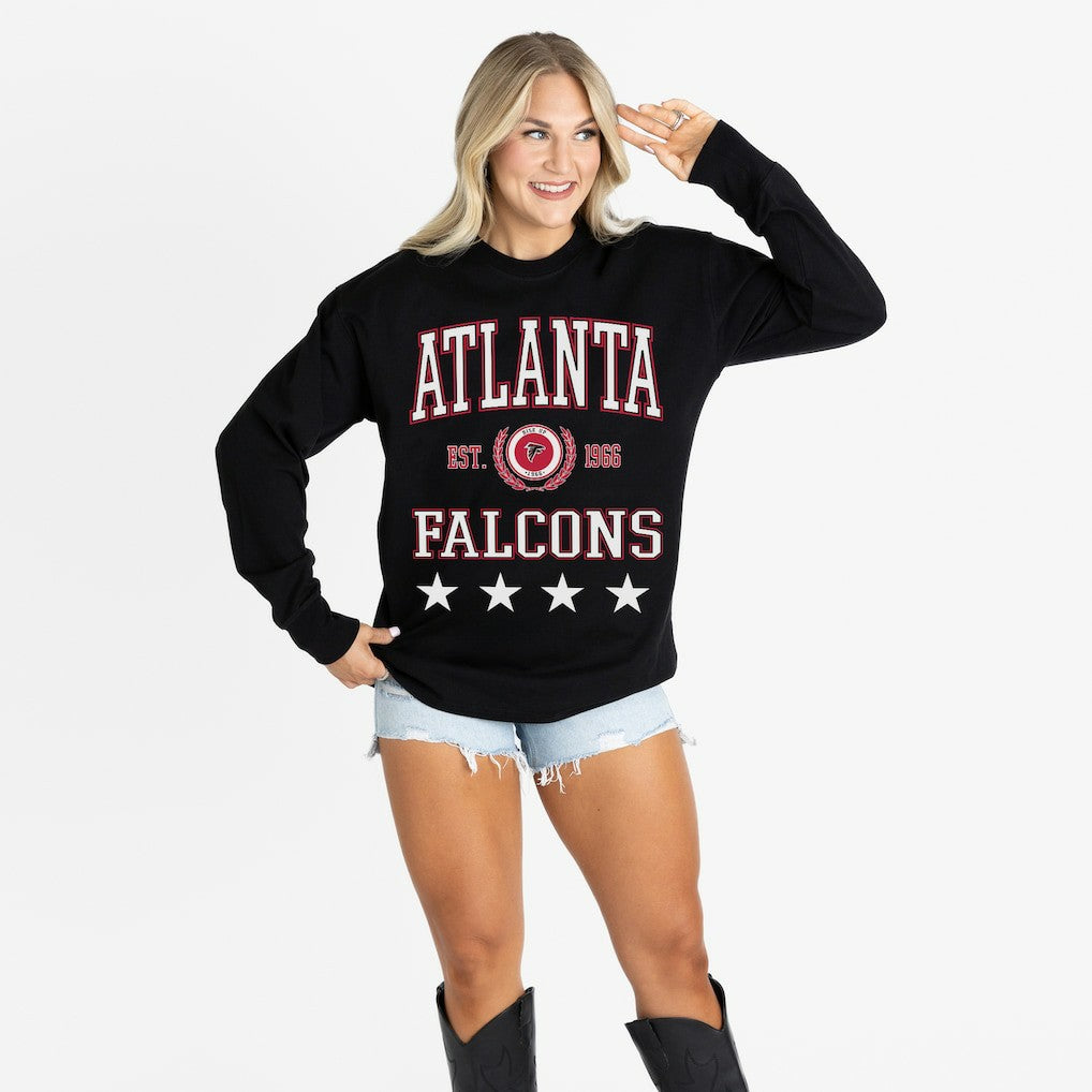 Atlanta Falcons Gameday Couture Women's Oversized Everyday Star Long Sleeve T-Shirt - Black - NFL