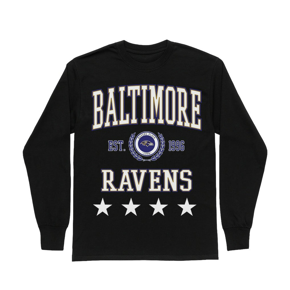 Baltimore Ravens Gameday Couture Women's Oversized Everyday Star Long Sleeve T-Shirt - Black - NFL