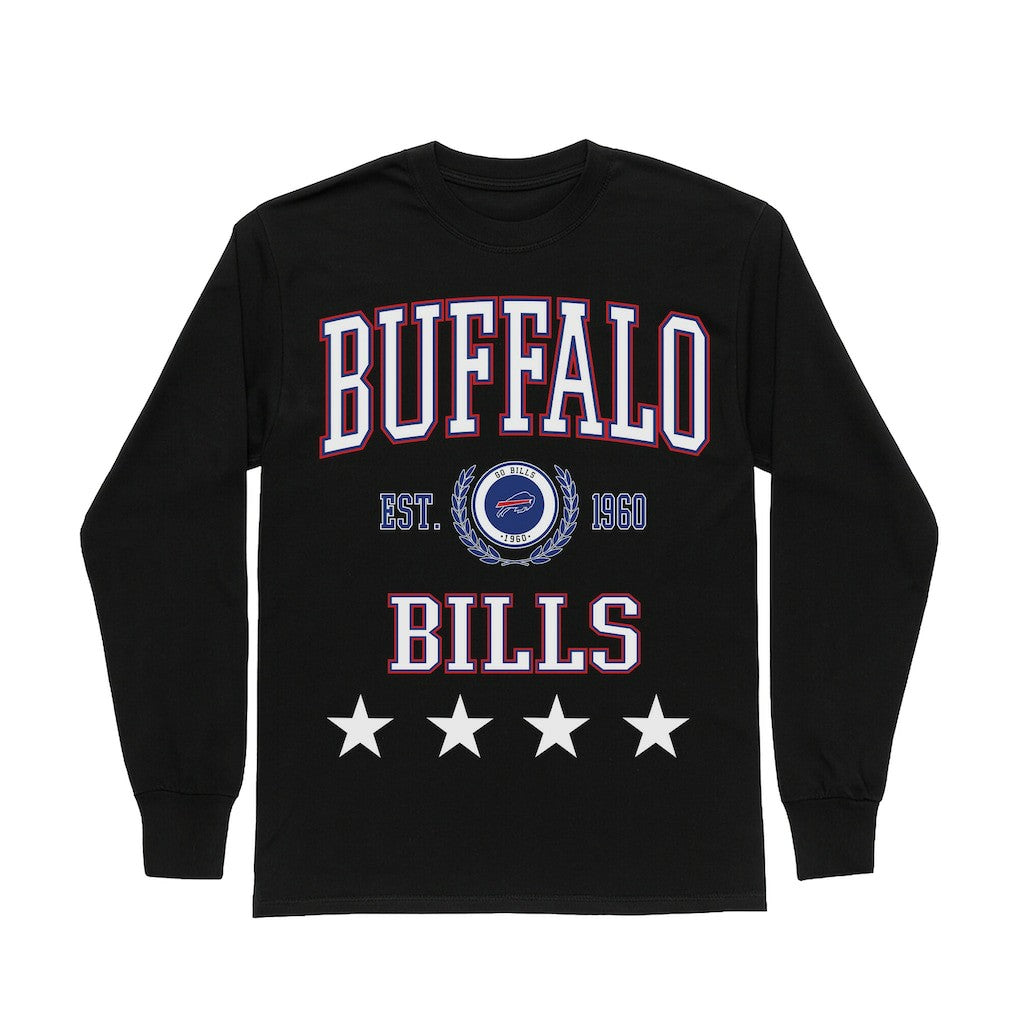 Buffalo Bills Gameday Couture Women's Oversized Everyday Star Long Sleeve T-Shirt - Black - NFL