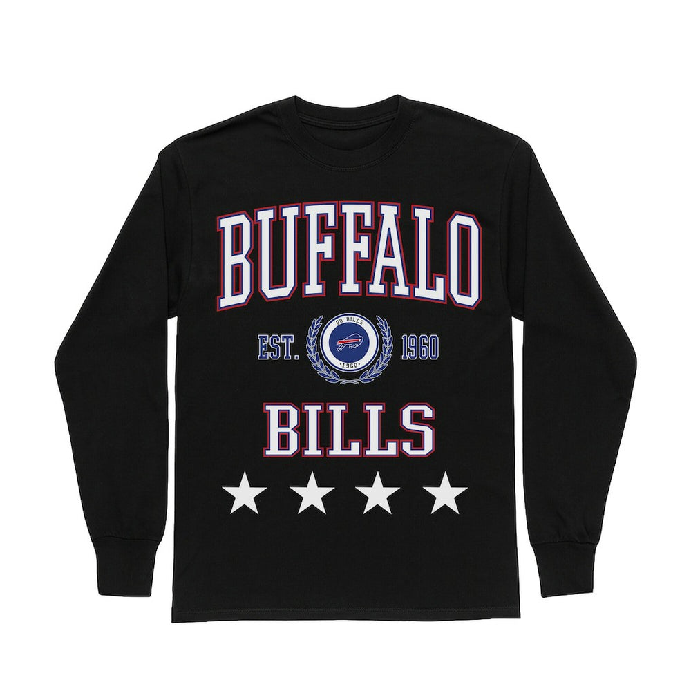 Buffalo Bills Gameday Couture Women's Oversized Everyday Star Long Sleeve T-Shirt - Black - NFL