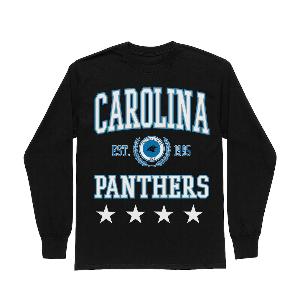 Carolina Panthers Gameday Couture Women's Oversized Everyday Star Long Sleeve T-Shirt - Black - NFL