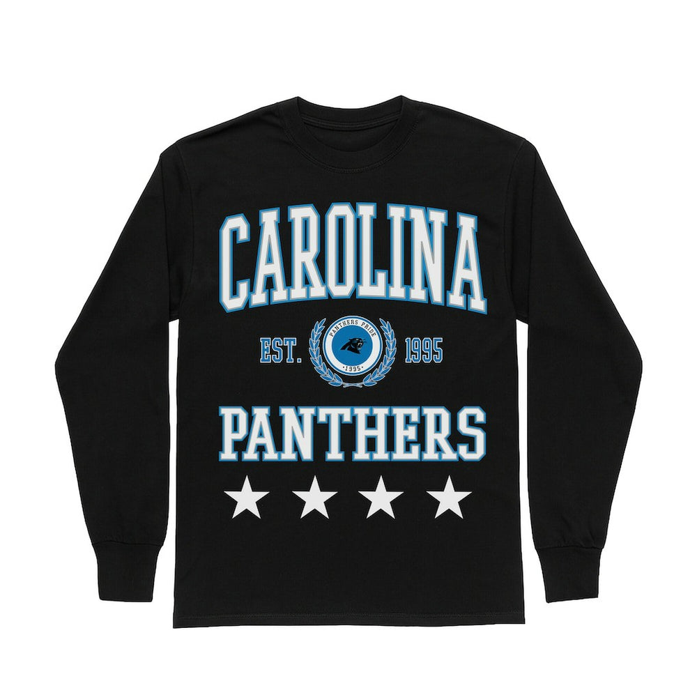 Carolina Panthers Gameday Couture Women's Oversized Everyday Star Long Sleeve T-Shirt - Black - NFL