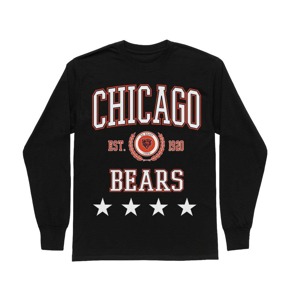 Chicago Bears Gameday Couture Women's Oversized Everyday Star Long Sleeve T-Shirt - Black - NFL