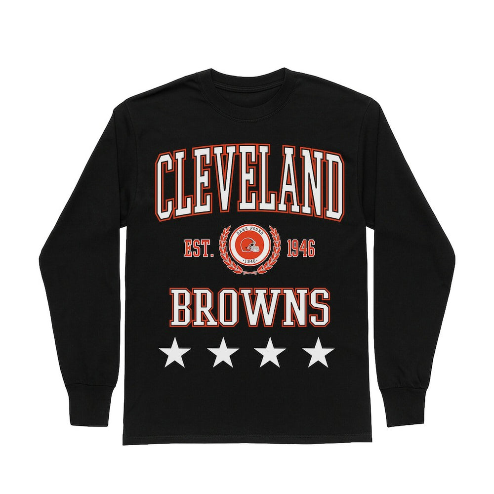 Cleveland Browns Gameday Couture Women's Oversized Everyday Star Long Sleeve T-Shirt - Black - NFL