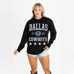 Dallas Cowboys Gameday Couture Women's Oversized Everyday Star Long Sleeve T-Shirt - Black - NFL