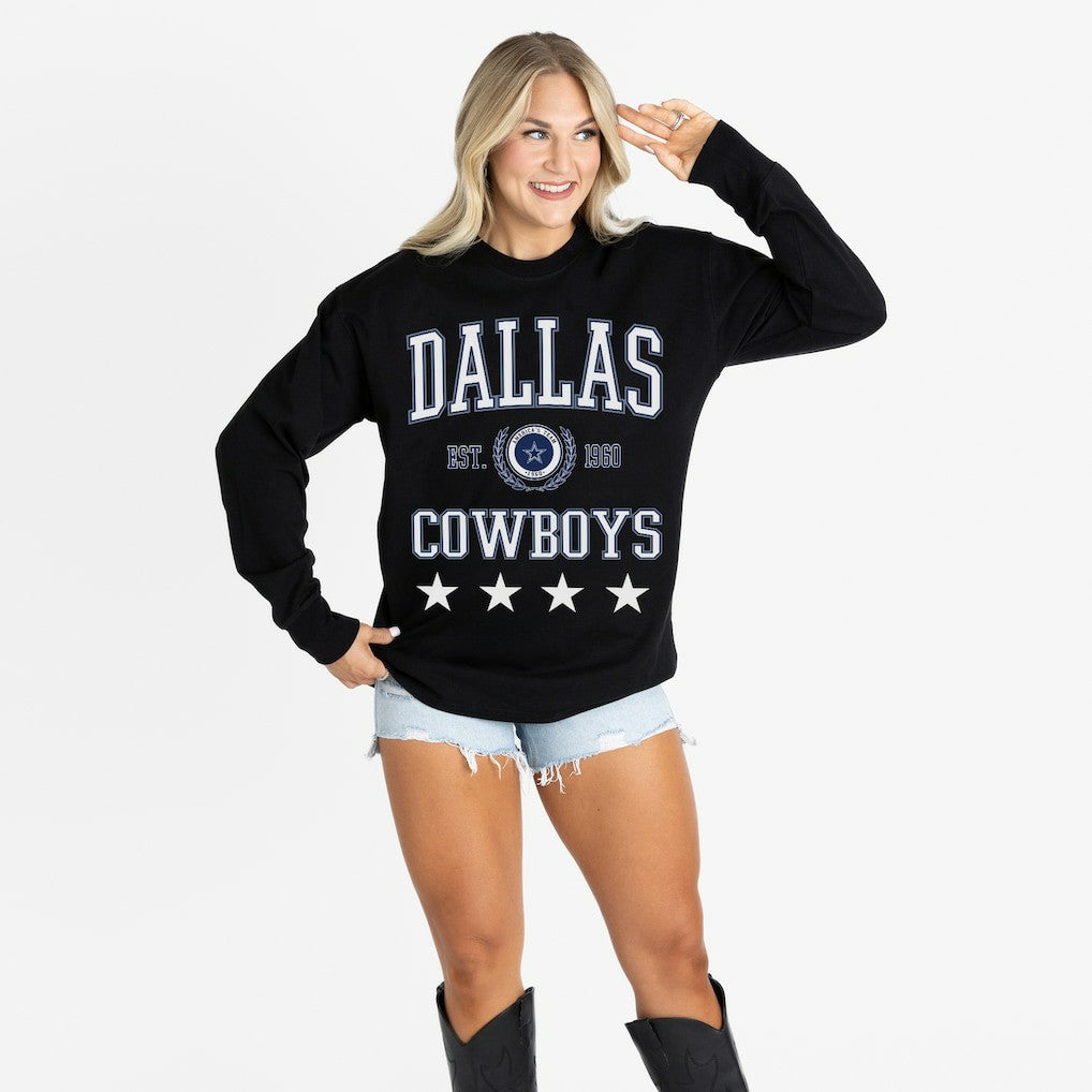 Dallas Cowboys Gameday Couture Women's Oversized Everyday Star Long Sleeve T-Shirt - Black - NFL