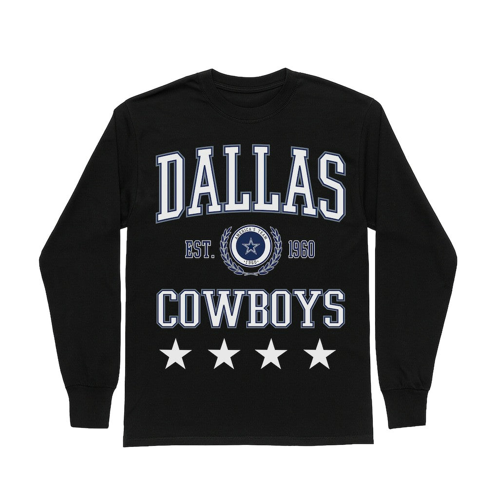 Dallas Cowboys Gameday Couture Women's Oversized Everyday Star Long Sleeve T-Shirt - Black - NFL
