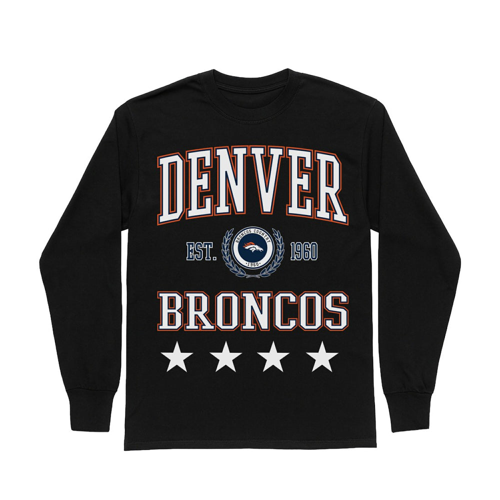 Denver Broncos Gameday Couture Women's Oversized Everyday Star Long Sleeve T-Shirt - Black - NFL