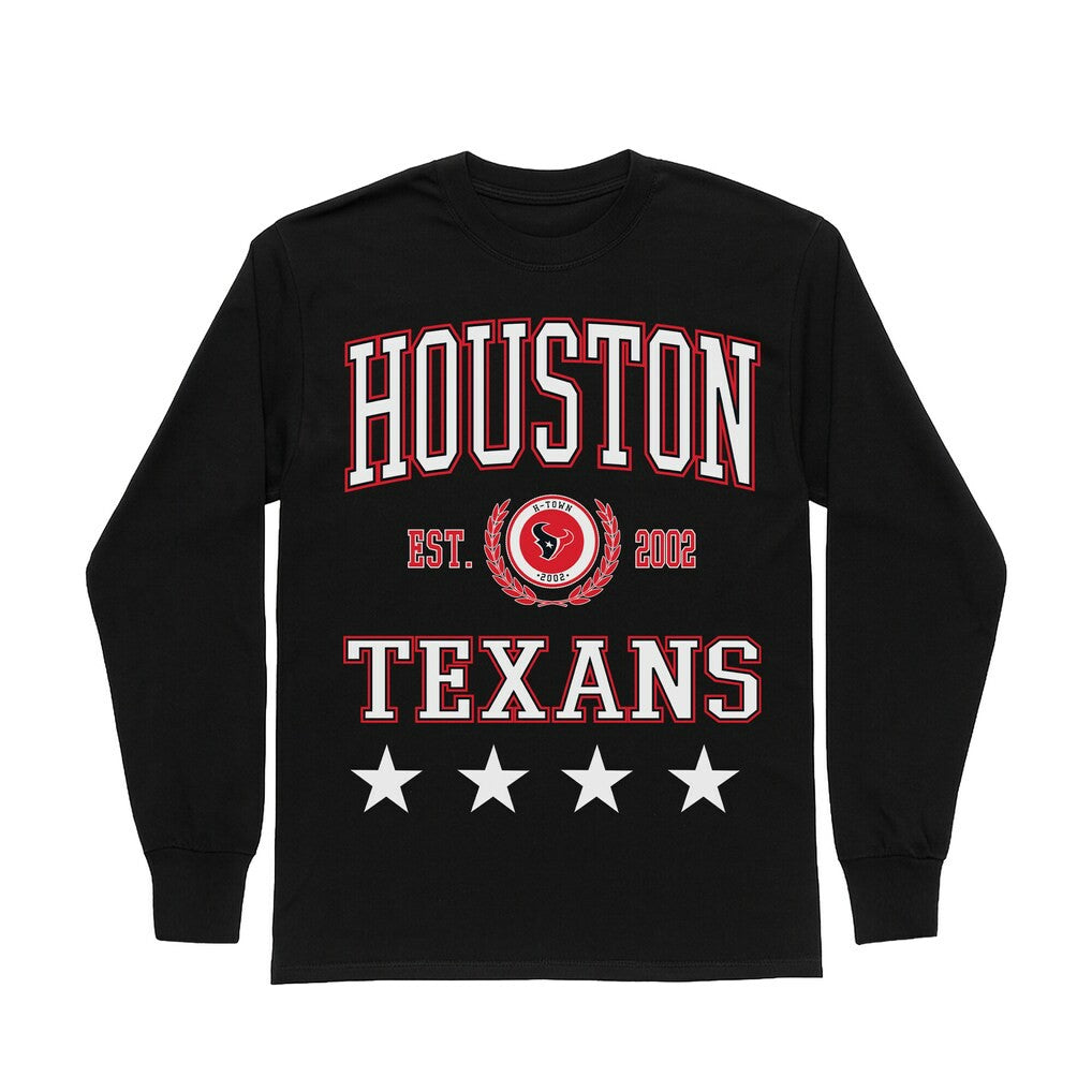 Houston Texans Gameday Couture Women's Oversized Everyday Star Long Sleeve T-Shirt - Black - NFL