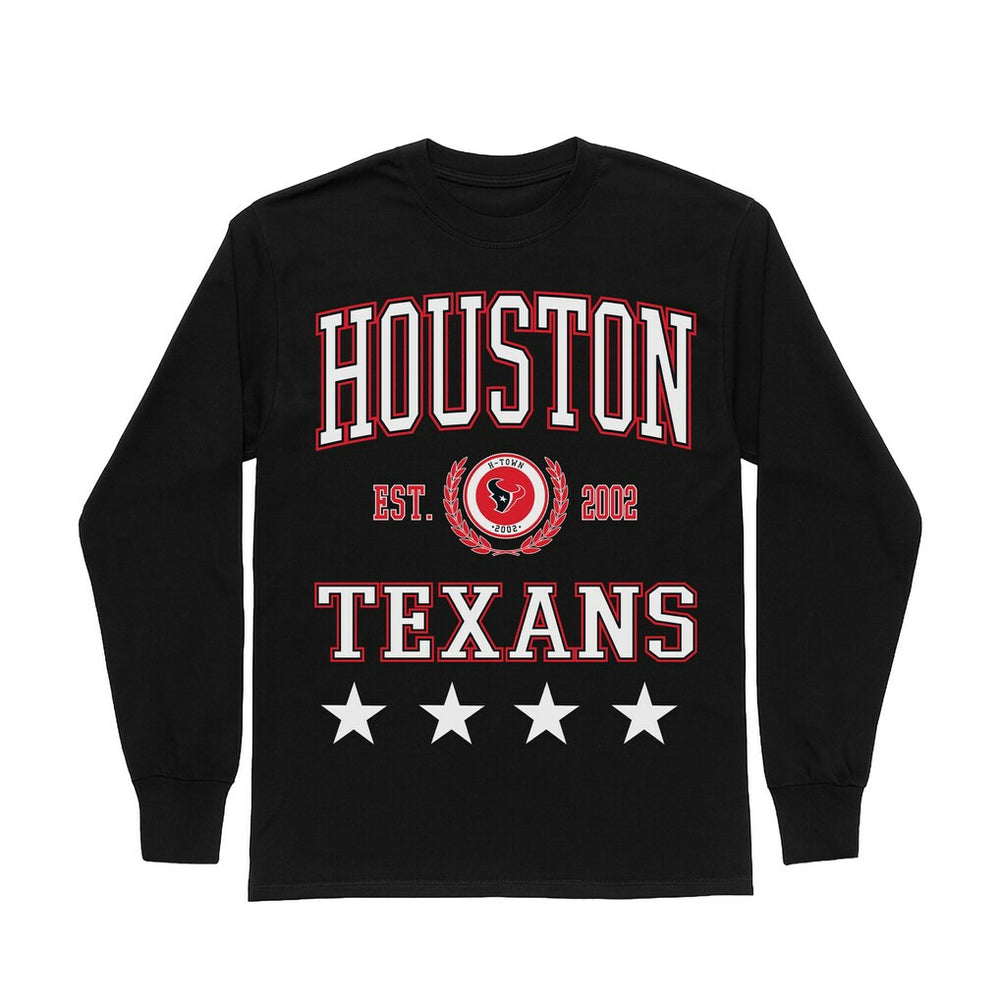 Houston Texans Gameday Couture Women's Oversized Everyday Star Long Sleeve T-Shirt - Black - NFL