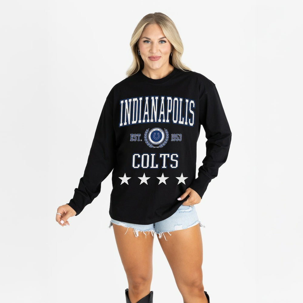Indianapolis Colts Gameday Couture Women's Oversized Everyday Star Long Sleeve T-Shirt - Black - NFL