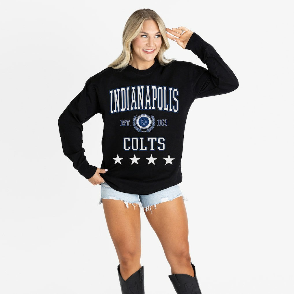 Indianapolis Colts Gameday Couture Women's Oversized Everyday Star Long Sleeve T-Shirt - Black - NFL