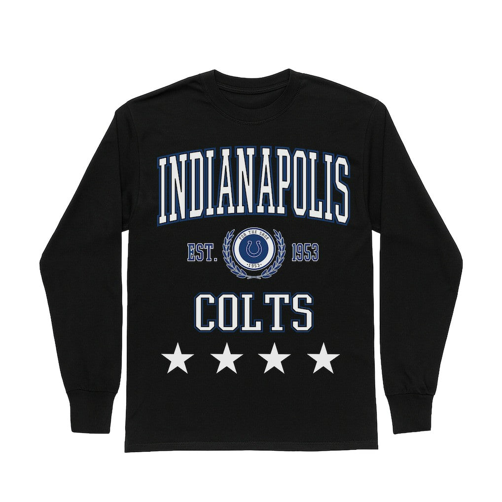 Indianapolis Colts Gameday Couture Women's Oversized Everyday Star Long Sleeve T-Shirt - Black - NFL