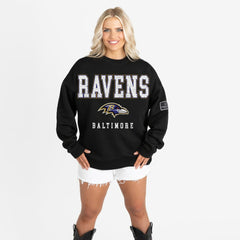 Baltimore Ravens Gameday Couture Women's Oversized Level Up Black Label Premium Fleece Sweatshirt - Black - NFL