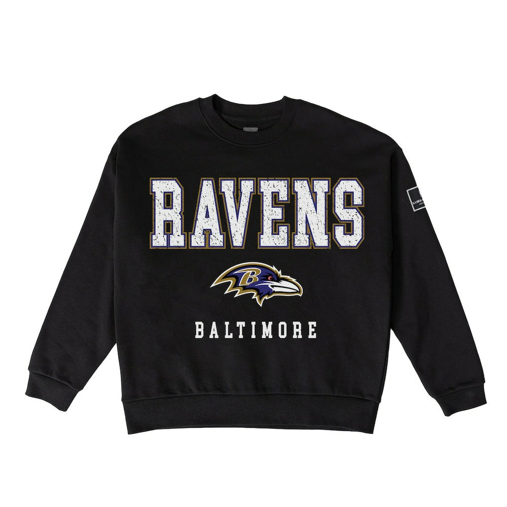 Baltimore Ravens Gameday Couture Women's Oversized Level Up Black Label Premium Fleece Sweatshirt - Black - NFL