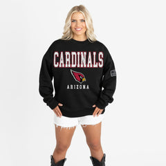 Arizona Cardinals Gameday Couture Women's Oversized Level Up Black Label Premium Fleece Sweatshirt - Black - NFL