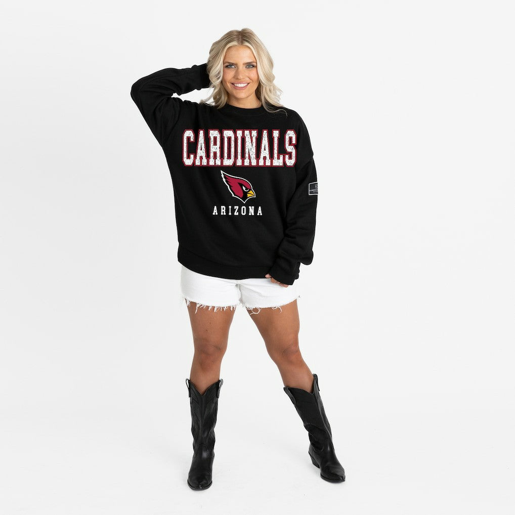 Arizona Cardinals Gameday Couture Women's Oversized Level Up Black Label Premium Fleece Sweatshirt - Black - NFL
