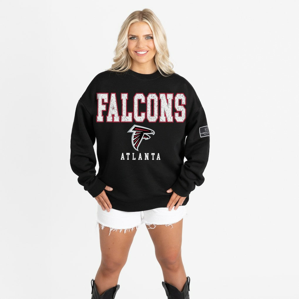 Atlanta Falcons Gameday Couture Women's Oversized Level Up Black Label Premium Fleece Sweatshirt - Black - NFL