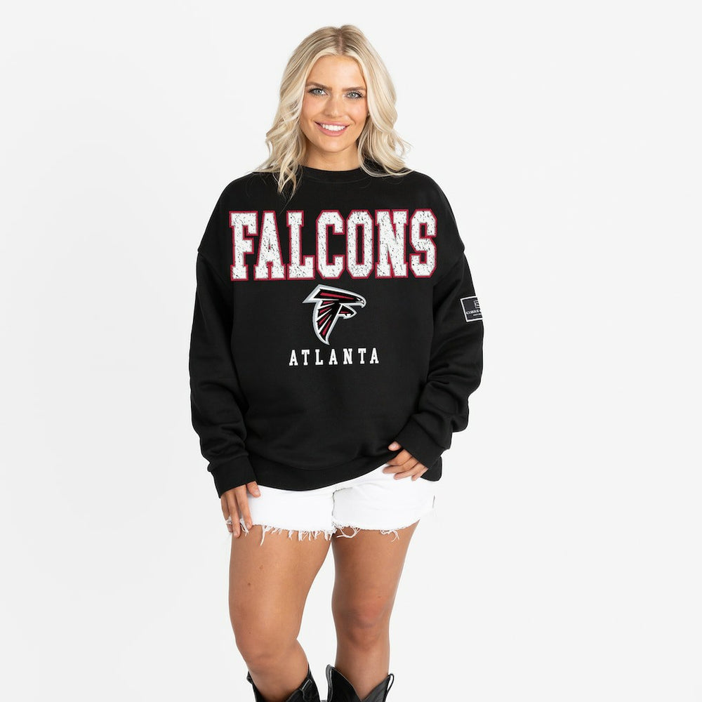 Atlanta Falcons Gameday Couture Women's Oversized Level Up Black Label Premium Fleece Sweatshirt - Black - NFL