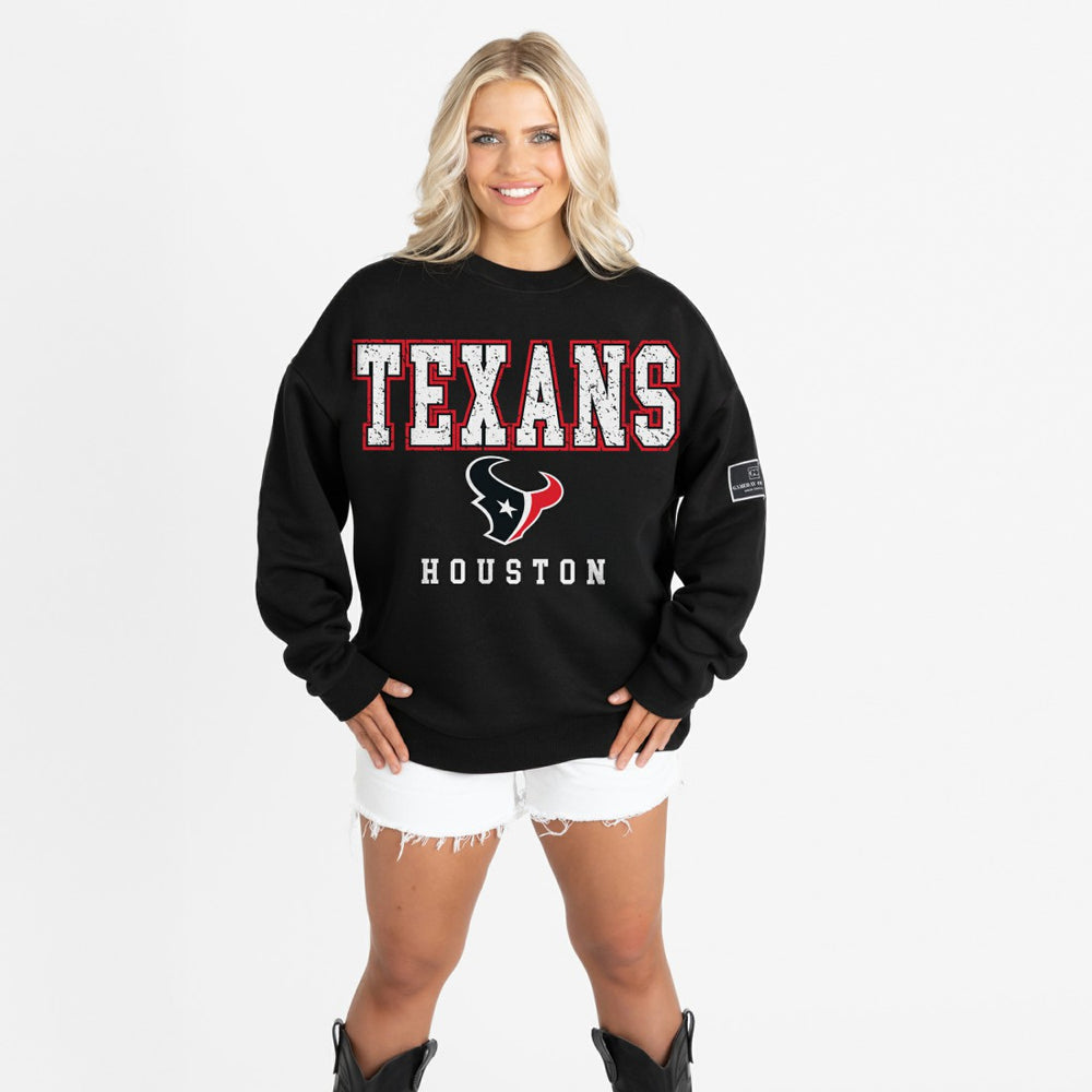 Houston Texans Gameday Couture Women's Oversized Level Up Black Label Premium Fleece Sweatshirt - Black - NFL