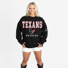 Houston Texans Gameday Couture Women's Oversized Level Up Black Label Premium Fleece Sweatshirt - Black - NFL