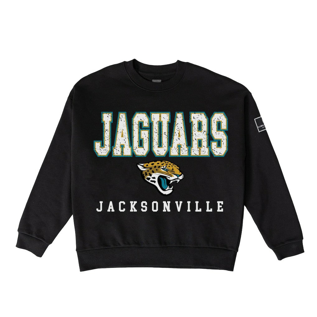 Jacksonville Jaguars Gameday Couture Women's Oversized Level Up Black Label Premium Fleece Sweatshirt - Black - NFL