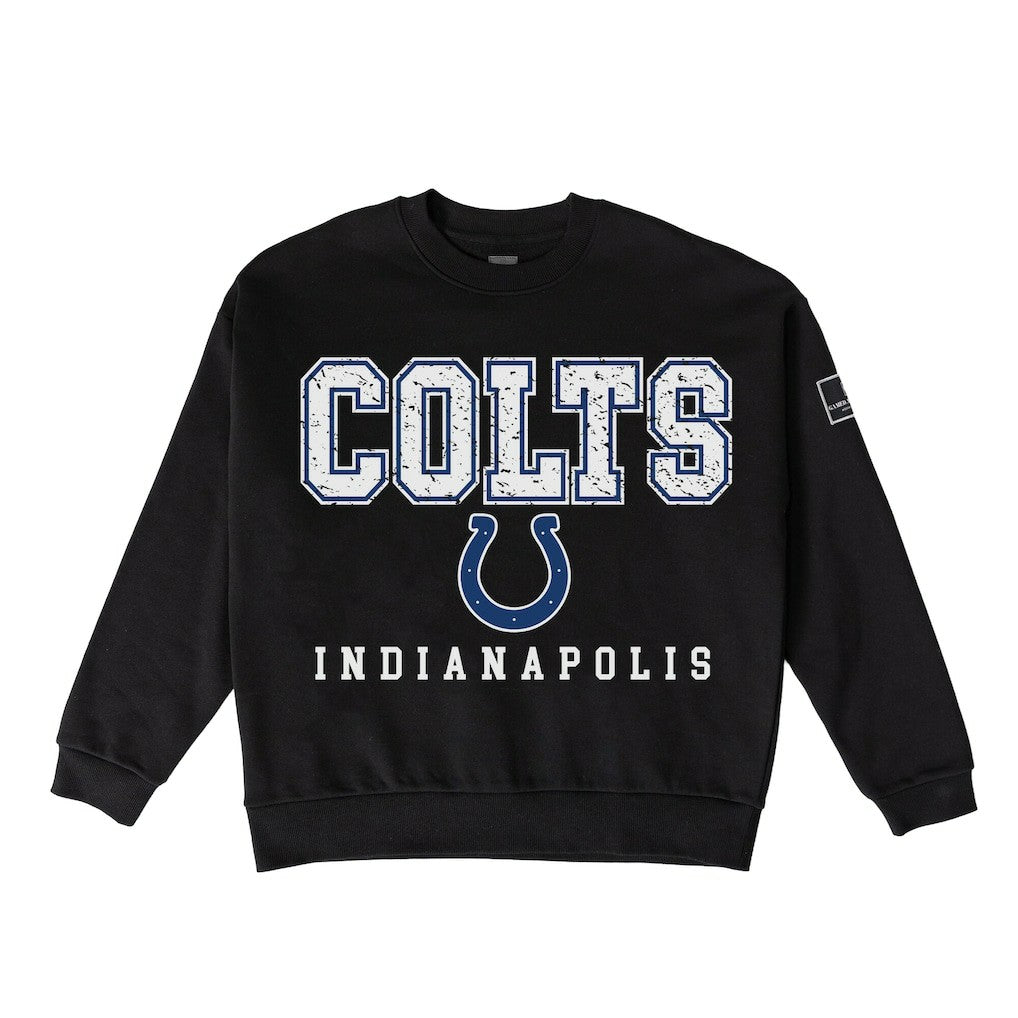 Indianapolis Colts Gameday Couture Women's Oversized Level Up Black Label Premium Fleece Sweatshirt - Black - NFL