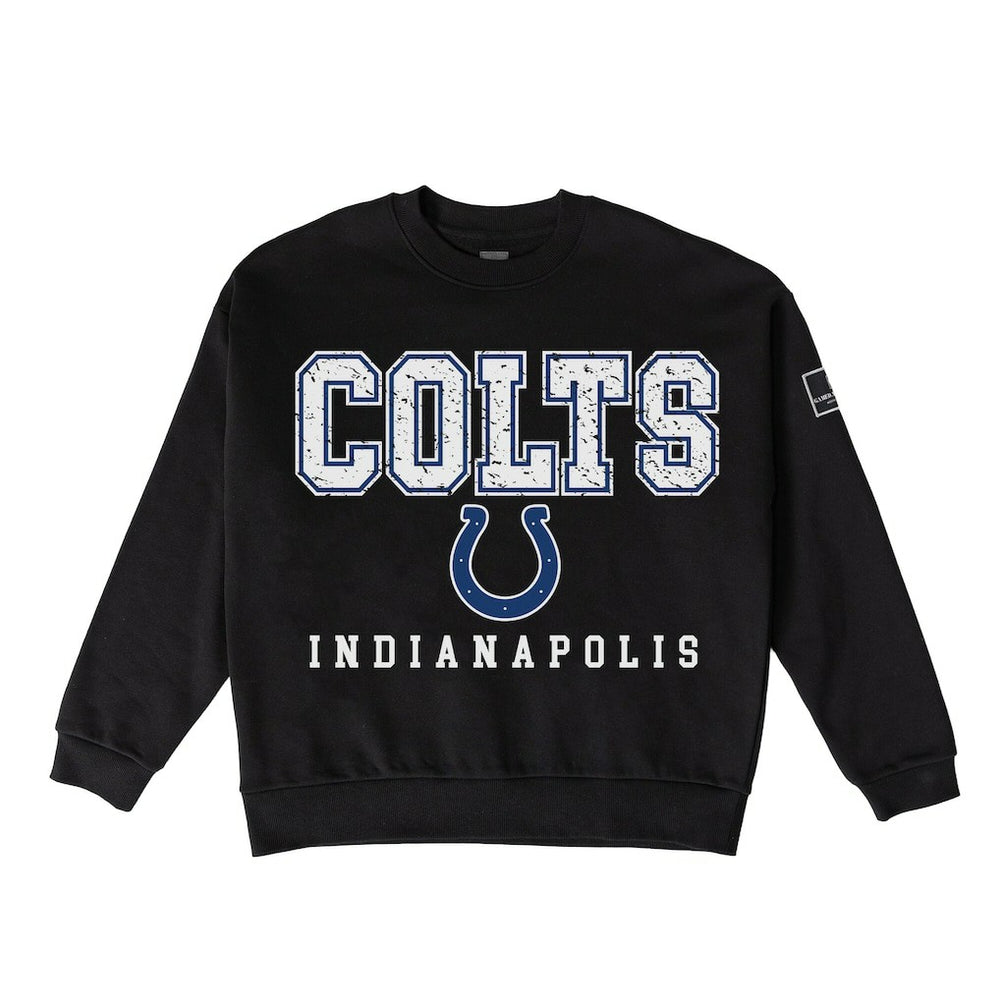 Indianapolis Colts Gameday Couture Women's Oversized Level Up Black Label Premium Fleece Sweatshirt - Black - NFL