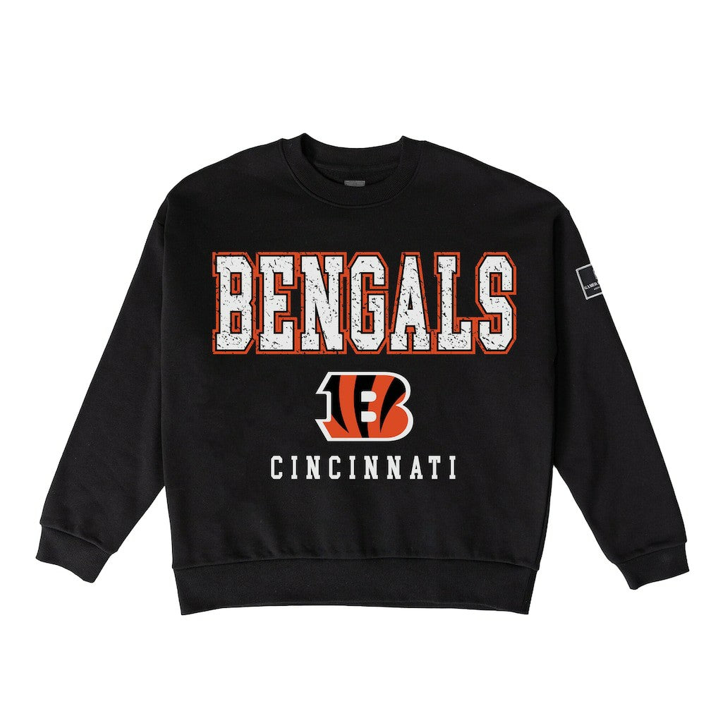 Cincinnati Bengals Gameday Couture Women's Oversized Level Up Black Label Premium Fleece Sweatshirt - Black - NFL