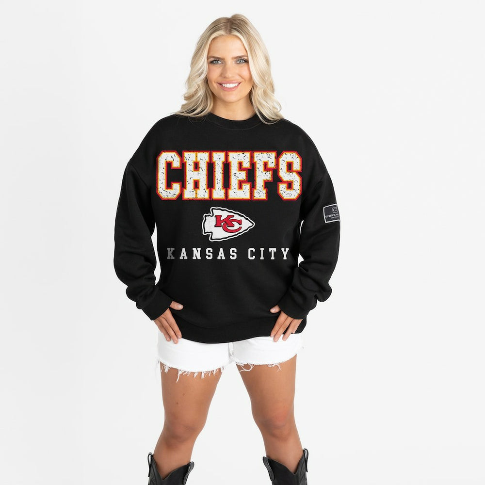 Kansas City Chiefs Gameday Couture Women's Oversized Level Up Black Label Premium Fleece Sweatshirt - Black - NFL