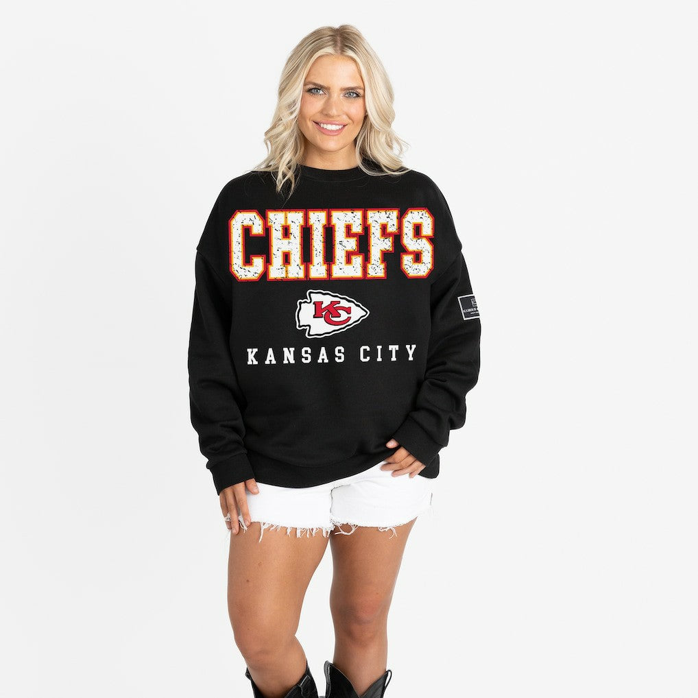 Kansas City Chiefs Gameday Couture Women's Oversized Level Up Black Label Premium Fleece Sweatshirt - Black - NFL