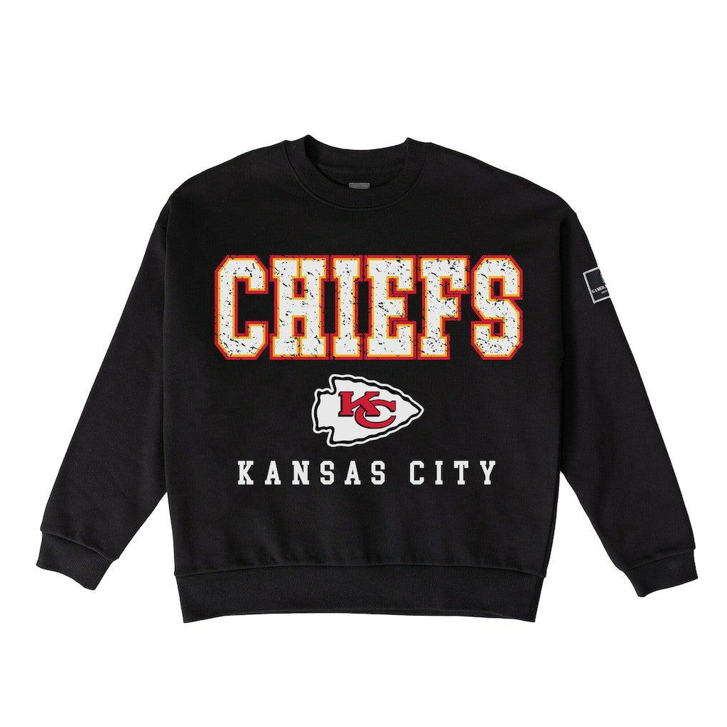 Kansas City Chiefs Gameday Couture Women's Oversized Level Up Black Label Premium Fleece Sweatshirt - Black - NFL