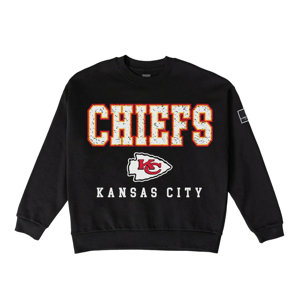 Kansas City Chiefs Gameday Couture Women's Oversized Level Up Black Label Premium Fleece Sweatshirt - Black - NFL