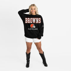 Cleveland Browns Gameday Couture Women's Oversized Level Up Black Label Premium Fleece Sweatshirt - Black - NFL