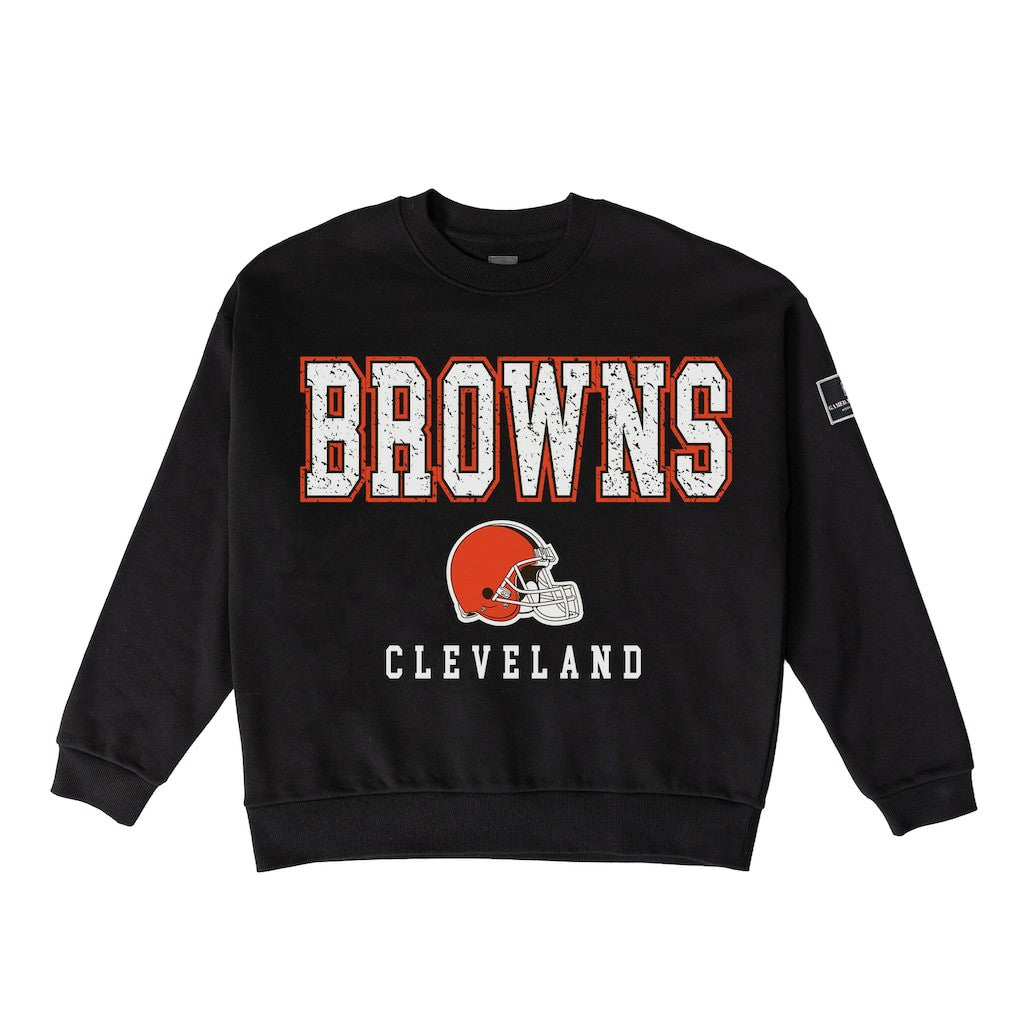 Cleveland Browns Gameday Couture Women's Oversized Level Up Black Label Premium Fleece Sweatshirt - Black - NFL