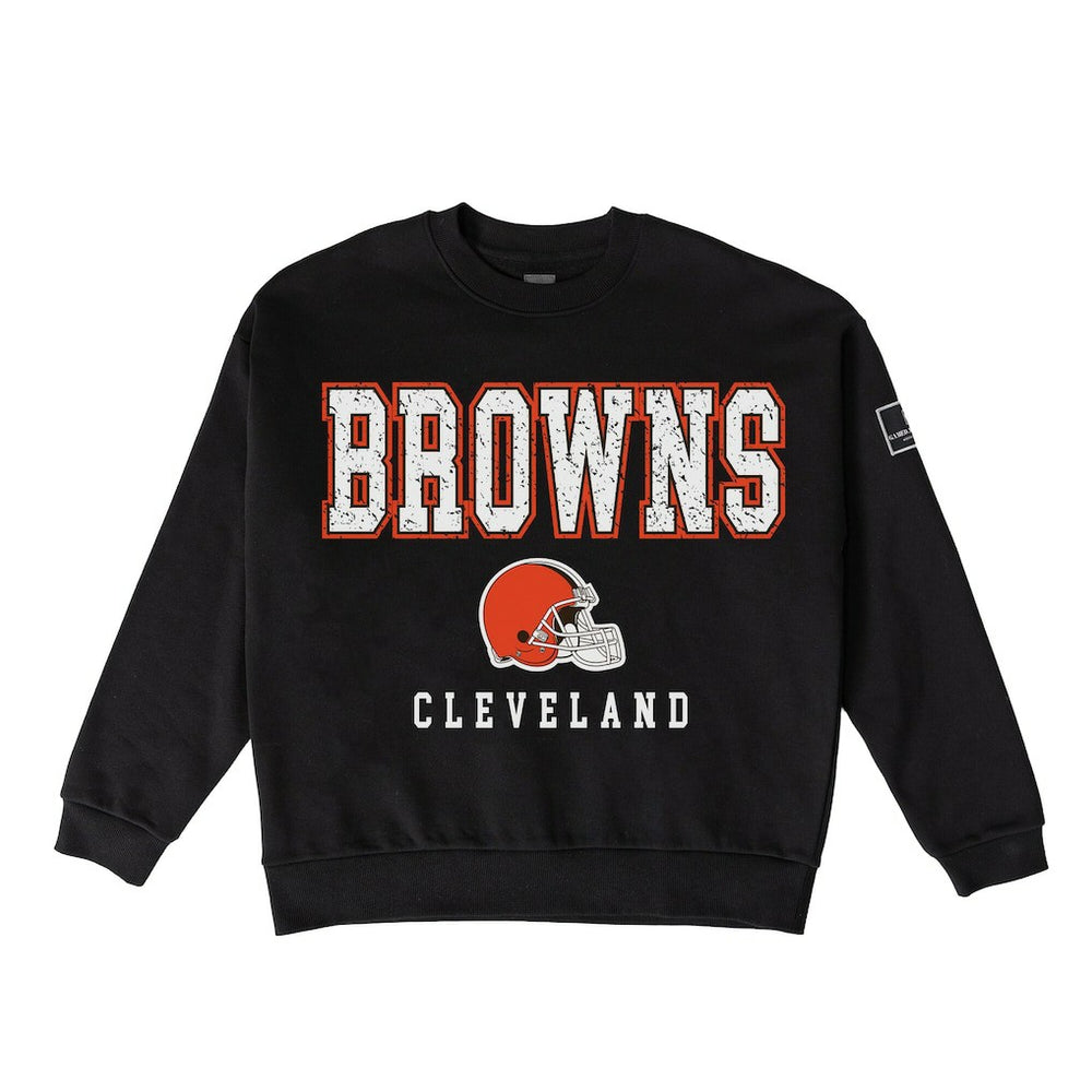 Cleveland Browns Gameday Couture Women's Oversized Level Up Black Label Premium Fleece Sweatshirt - Black - NFL