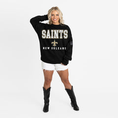 New Orleans Saints Gameday Couture Women's Oversized Level Up Black Label Premium Fleece Sweatshirt - Black - NFL