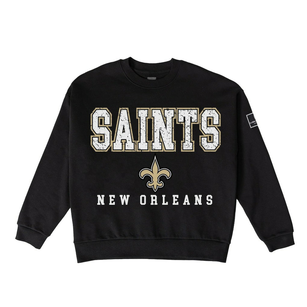 New Orleans Saints Gameday Couture Women's Oversized Level Up Black Label Premium Fleece Sweatshirt - Black - NFL