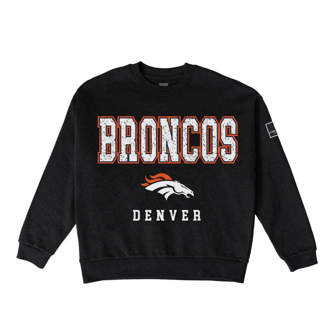 Denver Broncos Gameday Couture Women's Oversized Level Up Black Label Premium Fleece Sweatshirt - Black - NFL