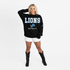 Detroit Lions Gameday Couture Women's Oversized Level Up Black Label Premium Fleece Sweatshirt - Black - NFL