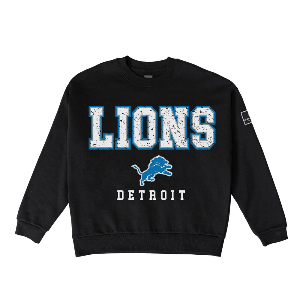 Detroit Lions Gameday Couture Women's Oversized Level Up Black Label Premium Fleece Sweatshirt - Black - NFL