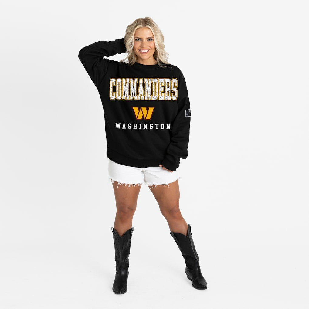 Washington Commanders Gameday Couture Women's Oversized Level Up Black Label Premium Fleece Sweatshirt - Black - NFL
