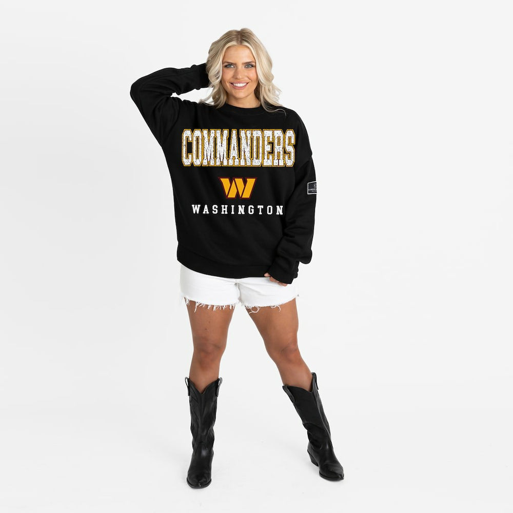 Washington Commanders Gameday Couture Women's Oversized Level Up Black Label Premium Fleece Sweatshirt - Black - NFL